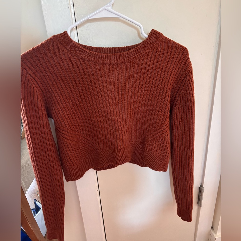 Wilfred Free Wool Crop Sweater Knit Rust Orange Longsleeve Sz XS